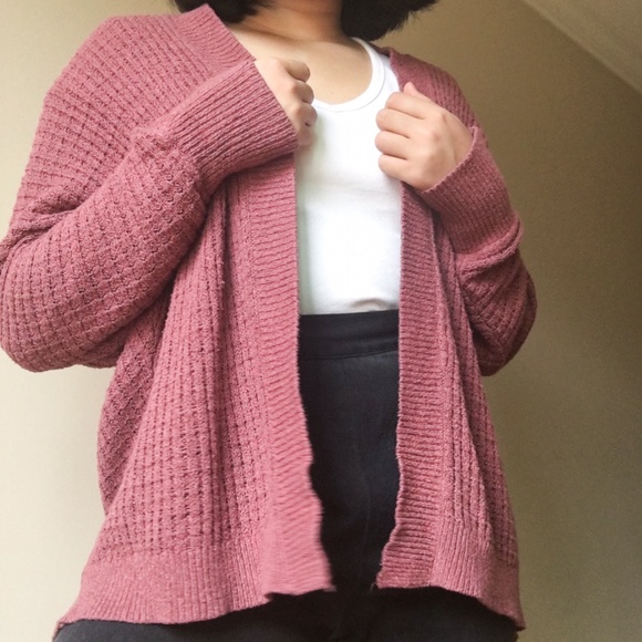 Express Sweaters - Express Mauve Pink Cardigan W/ Dolman Sleeves